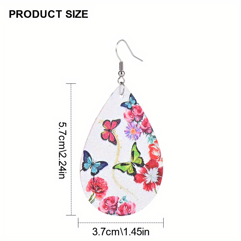 Colorful Butterfly Flower Teardrop Earrings, Minimalist Design